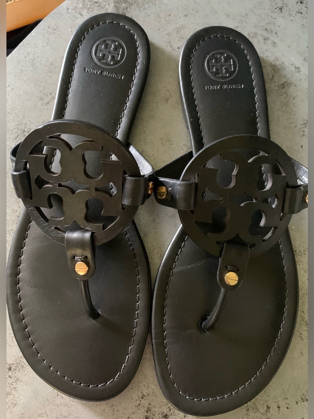 Tory Burch Miller Sandals Black Leather Women’s size 9.5 - Picture 2 of 11